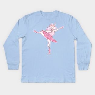 Ballerina Unicorn Kids Long Sleeve T-Shirt